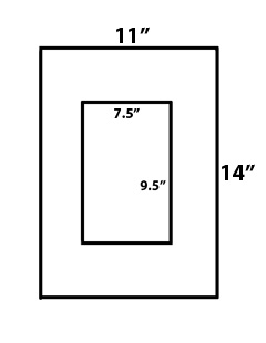 A diagram of the frame size and mat window size can be useful in determining the mat border width